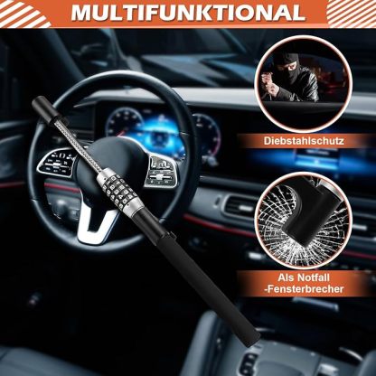 Tevlaphee Lenkradkralle mit Zahlenschloss, Lenkradschloss, Parkkralle, Radkralle, Auto Diebstahlschutz, Lenkradsperre Auto, Universal(Schwarz)