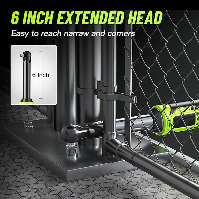 15CM Akku Ratschenschlüssel, 2x2000mAh Akku Ratsche, 400 U/Min Kabelloser Ratschenschlüssel Set mit Schnellladung und 7 Stecknüsse