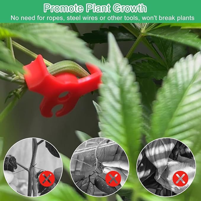 qianduoduo 60 Stück Pflanzenbieger,Pflanzen bieger Clips,90 Grad Pflanzenbieger Low Stress Training Clips,Pflanzen Training Clips,Gardening Plant Support(Rot+Grün)
