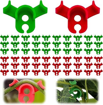 qianduoduo 60 Stück Pflanzenbieger,Pflanzen bieger Clips,90 Grad Pflanzenbieger Low Stress Training Clips,Pflanzen Training Clips,Gardening Plant Support(Rot+Grün)
