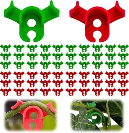 qianduoduo 60 Stück Pflanzenbieger,Pflanzen bieger Clips,90 Grad Pflanzenbieger Low Stress Training Clips,Pflanzen Training Clips,Gardening Plant Support(Rot+Grün)