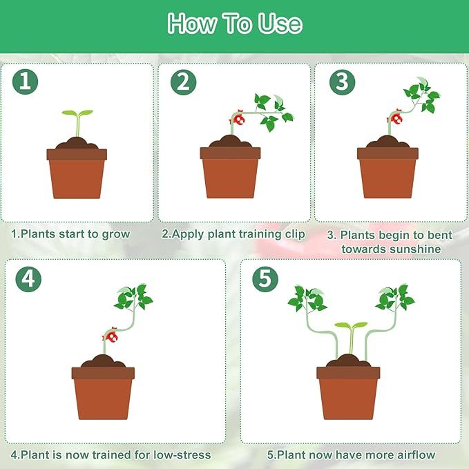 qianduoduo 60 Stück Pflanzenbieger,Pflanzen bieger Clips,90 Grad Pflanzenbieger Low Stress Training Clips,Pflanzen Training Clips,Gardening Plant Support(Rot+Grün)