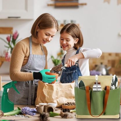 Gartenwerkzeug Set, 12 Stück Garten Hand Werkzeuge, 8 in 1 Gartenarbeit Set mit dauerhafter Aufbewahrungstasche, Gartenschaufel mit Holzgriff, ideale Gartengeschenke für Frauen und Männer