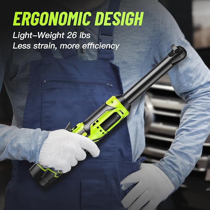 15CM Akku Ratschenschlüssel, 2x2000mAh Akku Ratsche, 400 U/Min Kabelloser Ratschenschlüssel Set mit Schnellladung und 7 Stecknüsse