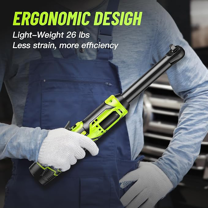 15CM Akku Ratschenschlüssel, 2x2000mAh Akku Ratsche, 400 U/Min Kabelloser Ratschenschlüssel Set mit Schnellladung und 7 Stecknüsse