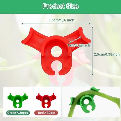 qianduoduo 60 Stück Pflanzenbieger,Pflanzen bieger Clips,90 Grad Pflanzenbieger Low Stress Training Clips,Pflanzen Training Clips,Gardening Plant Support(Rot+Grün)