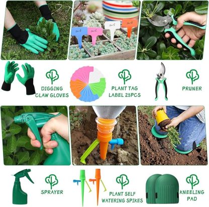 Gartenwerkzeug Set, 12 Stück Garten Hand Werkzeuge, 8 in 1 Gartenarbeit Set mit dauerhafter Aufbewahrungstasche, Gartenschaufel mit Holzgriff, ideale Gartengeschenke für Frauen und Männer