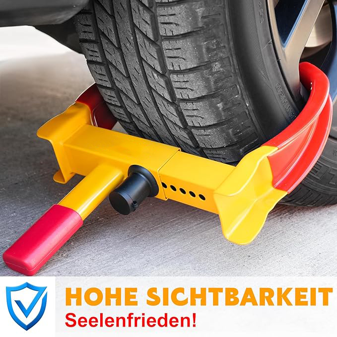  Radkralle Parkkralle mit Sicherheitsschloss und 3 Schlüsseln für PKW Wohnwagen Anhänger - Reifenbreite 19-30cm - Felgenkralle Reifenkralle Wegfahrsperre Diebstahlsicherung