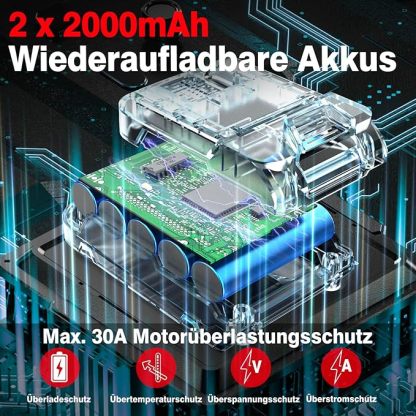 Elektrischer Ratschenschlüssel Set 3/8" 100N.m, 21V Akku Ratsche mit 2 * 2.0Ah Akku, Kabelloser Ratschenschlüssel Set inkl. 8 Stecknüsse, Adapter & Verlängerungsstange