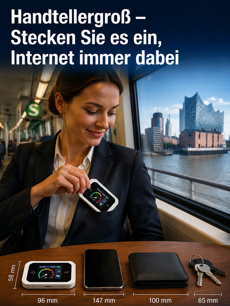 【Volle Rückerstattung bei Unwirksamkeit】Mobiler WiFi 6 Router: 500 Mbps Highspeed ohne SIM-Karte – Weltweit in 600+ Netzen sicher surfen