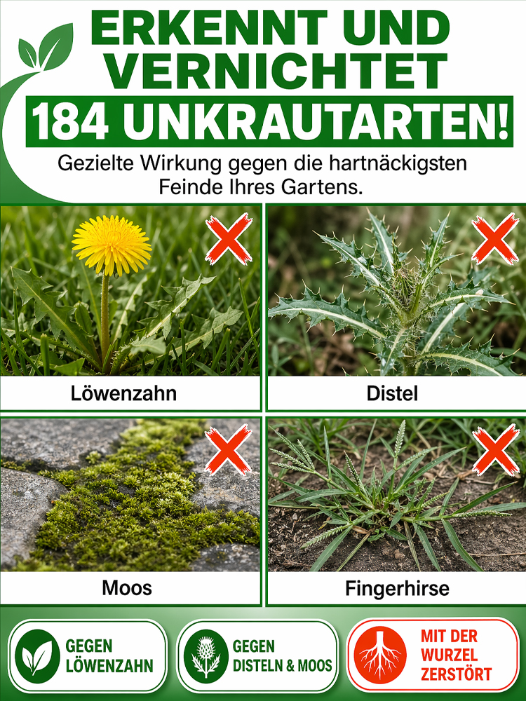 🌿 Zertifizierter Premium Unkrautvernichter (Hochkonzentrat für 500m²) – ExtremeSofortwirkung,  100% Haustierfreundlich！