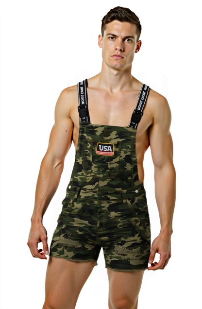 Joylgbt Men’s Camo Short Overalls