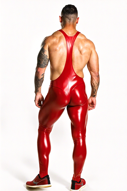 Mysteryglove Bold Red Harness Bodysuit – Sleek & Striking