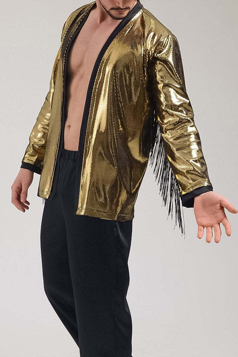 Dazzling Metallic Gold Kimono with Fringe: Perfect for Boho Vibes!
