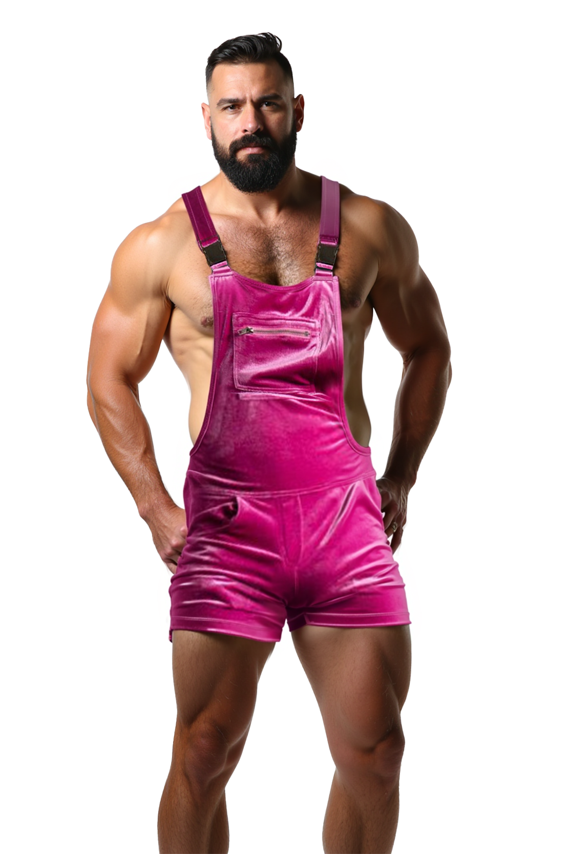 Pink Velvet Slim Fit Overall Shorts for a Sweet and Stylish Look