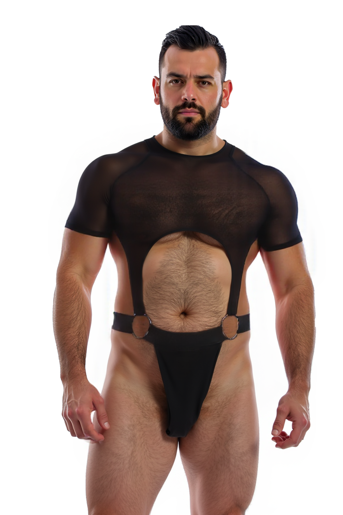 Suspender Short Sleeve G-string Bodysuit
