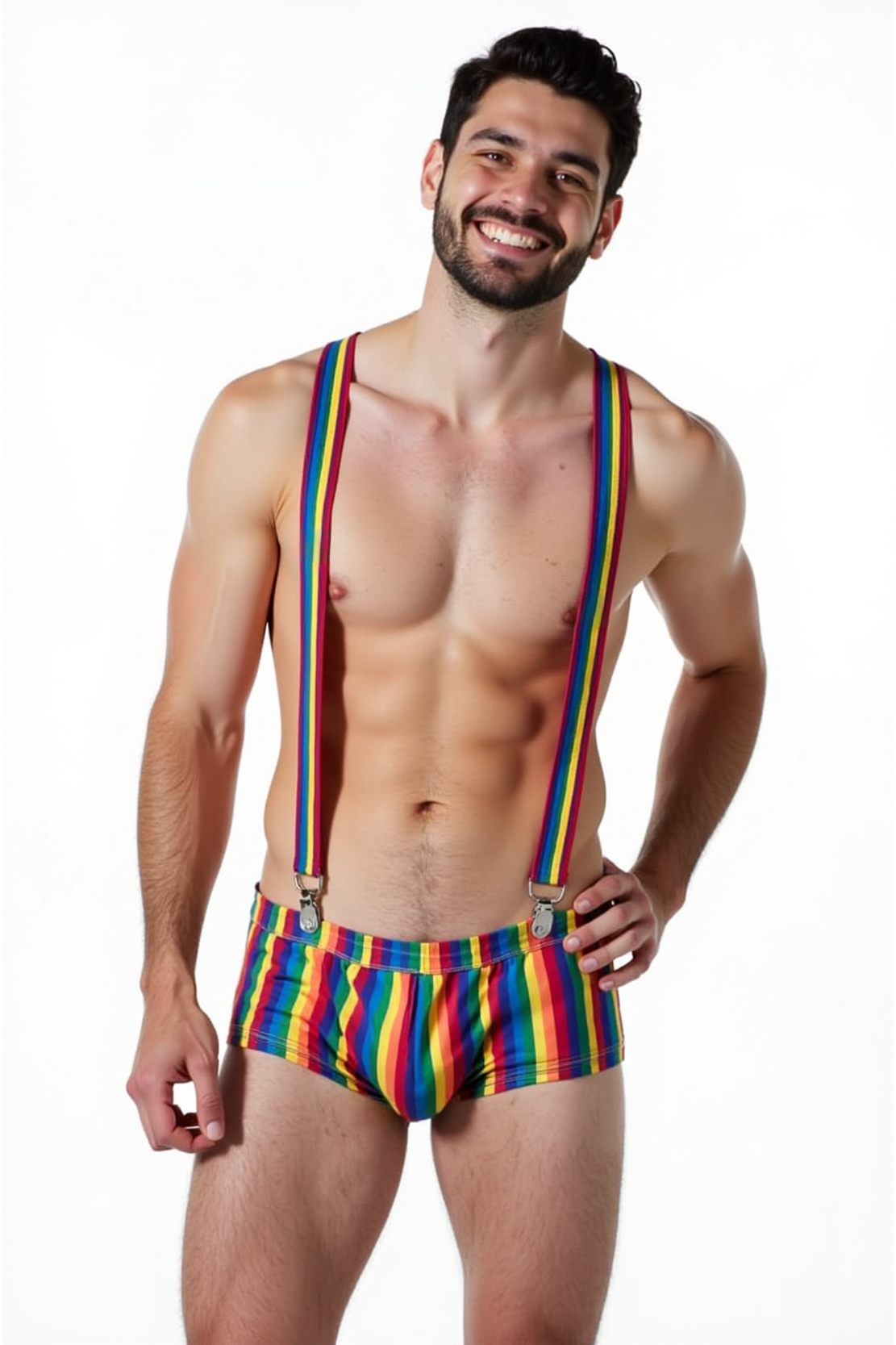 Rainbow Pride Men's Boxer Shorts with Suspenders