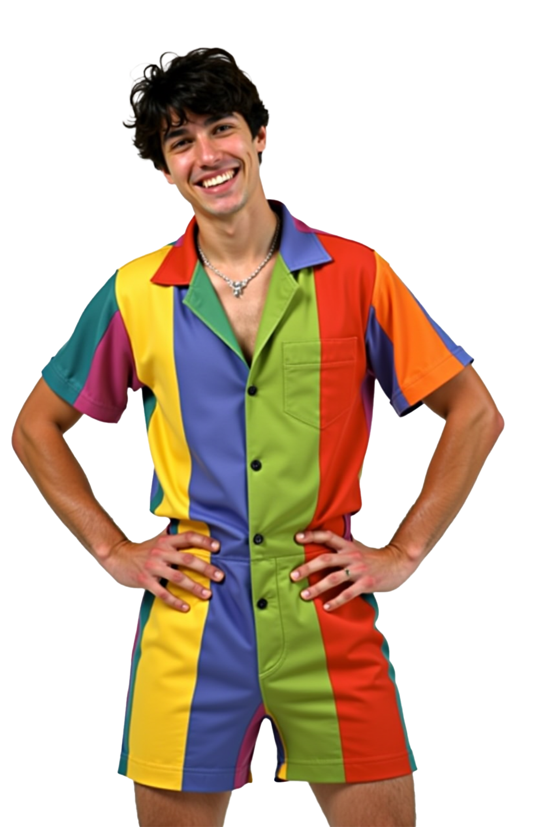 Men’s Multi-Color Button-Up Romper