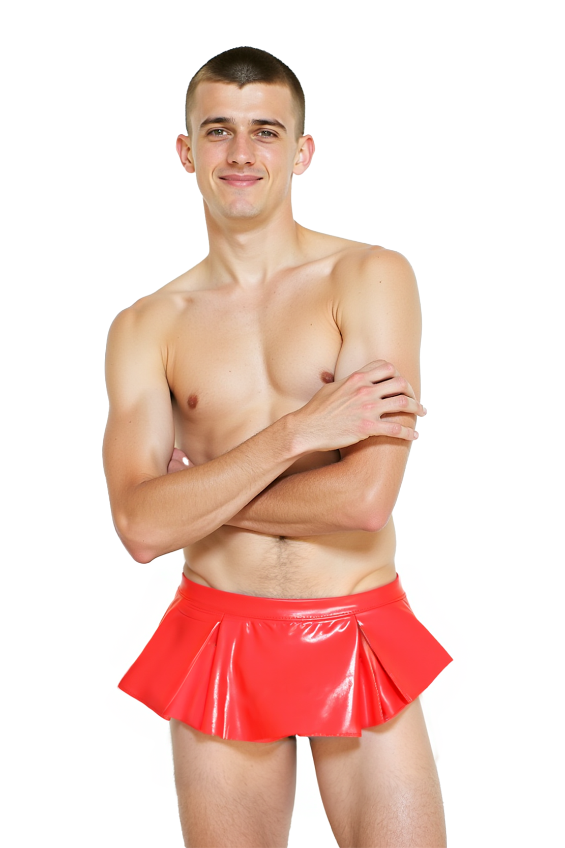 Red Vinyl Skirt Jock