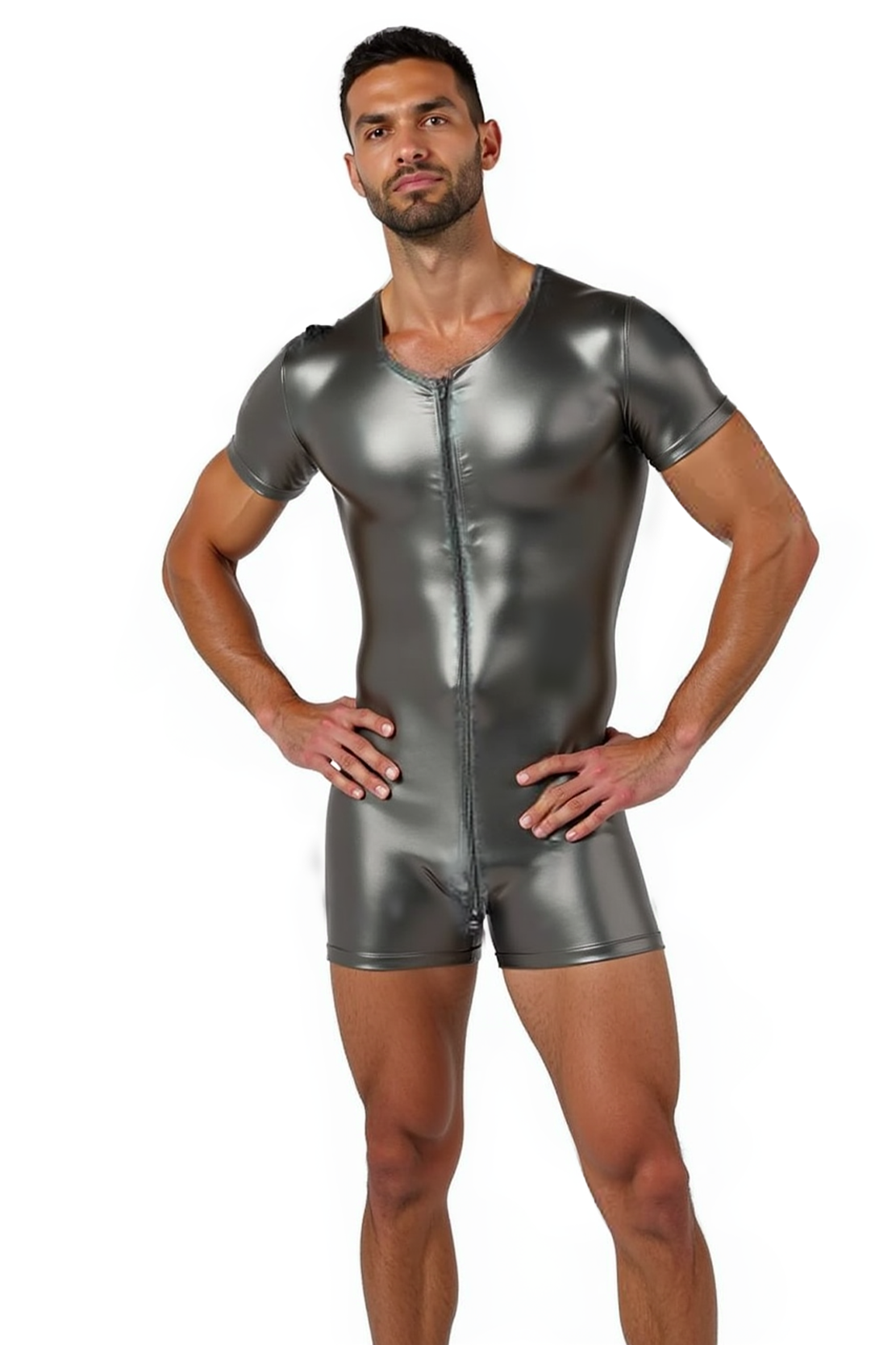 Liquid Zipper Bodysuit Shiny Camo