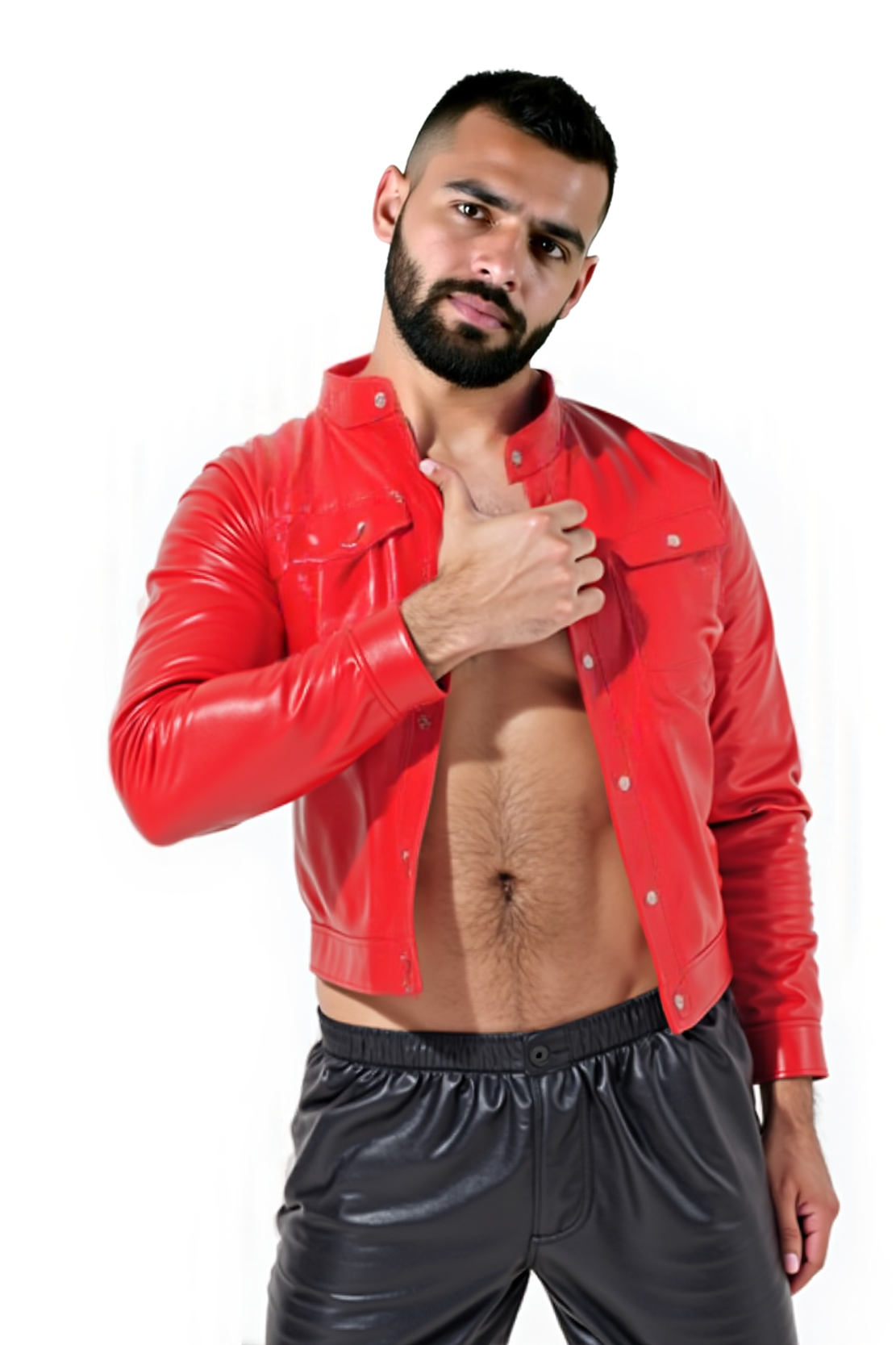 Mysteryglove Men's Slim Fit Red Leather Jacket – Edgy & Fashion-Forward