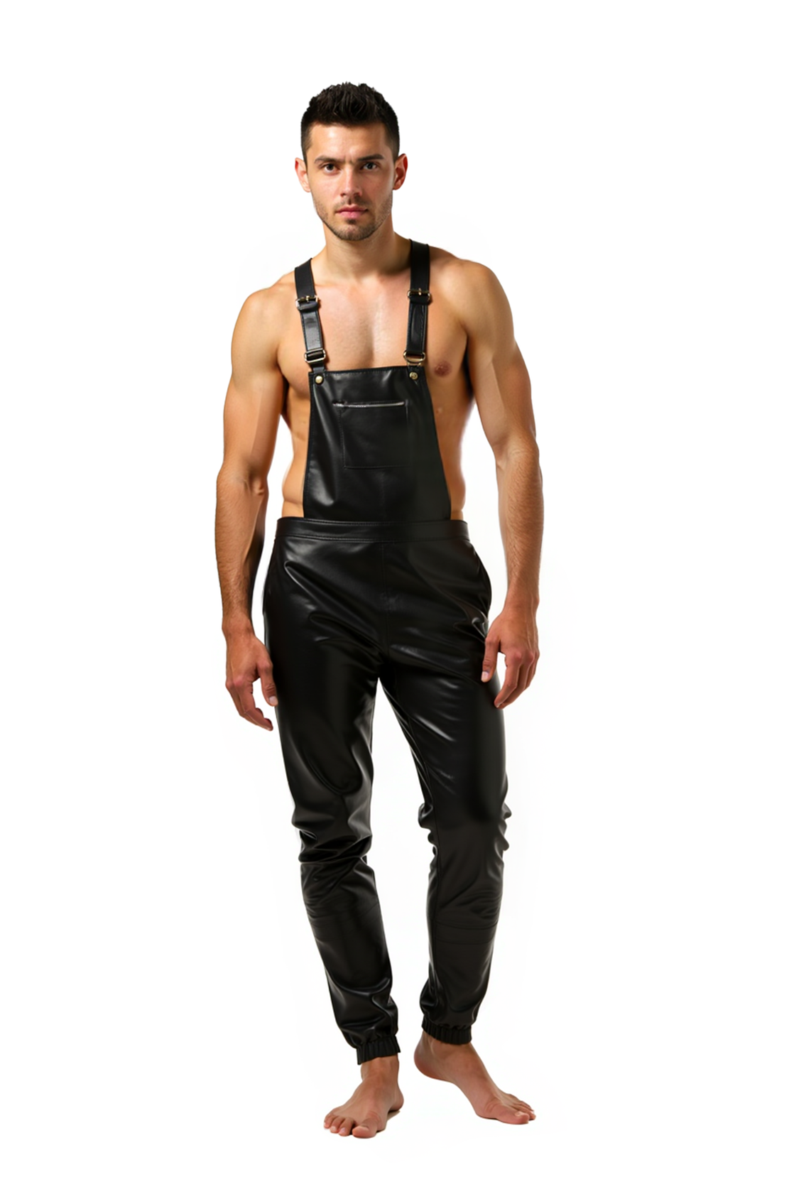 Mysteryglove Men's Faux Leather Overalls