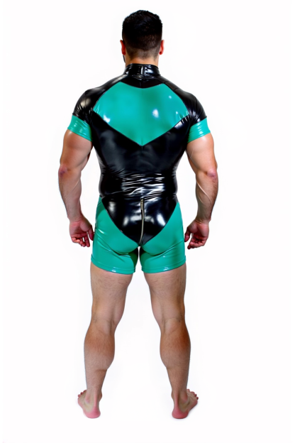 Joylgbt Men's Black and Green Full-Zip Bodysuit – Stylish Athletic Design