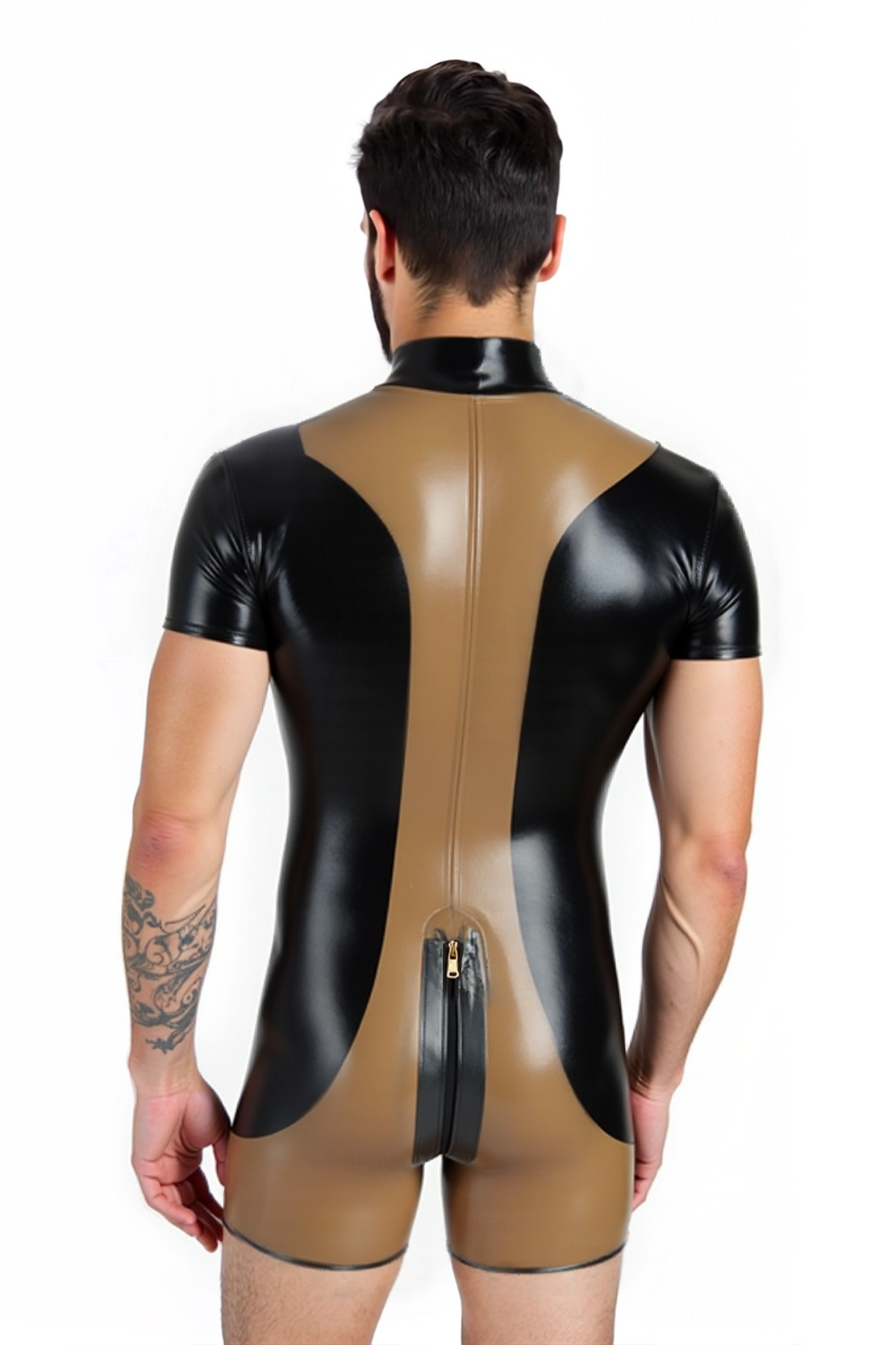Joylgbt Men’s Glossy Zip-Up Bodysuit 