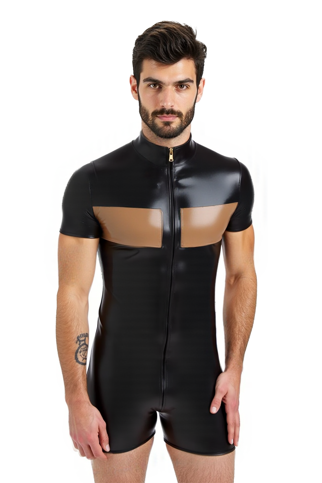 Joylgbt Men’s Glossy Zip-Up Bodysuit 