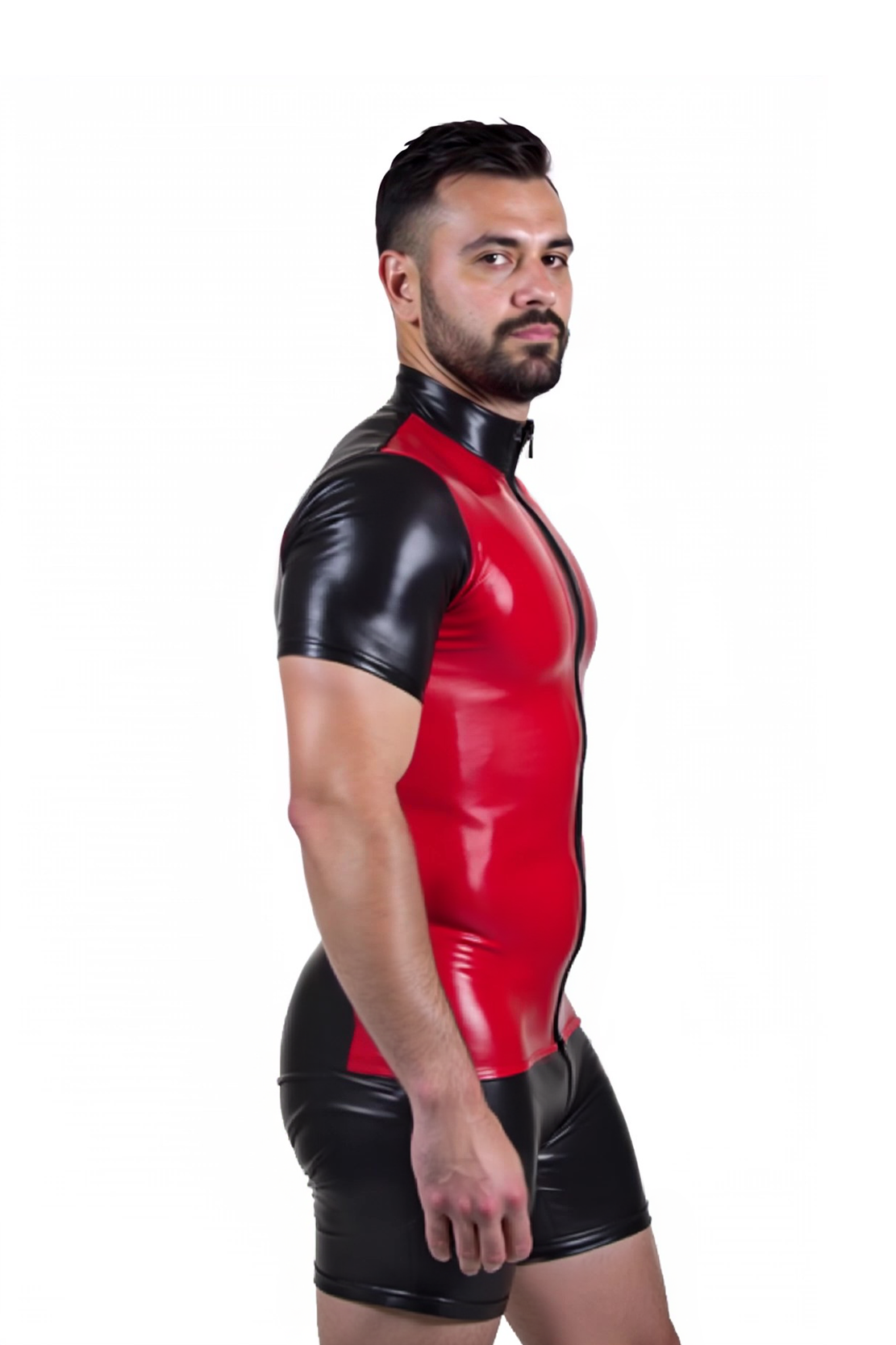 Joylgbt Red & Black Zip-Up Bodysuit