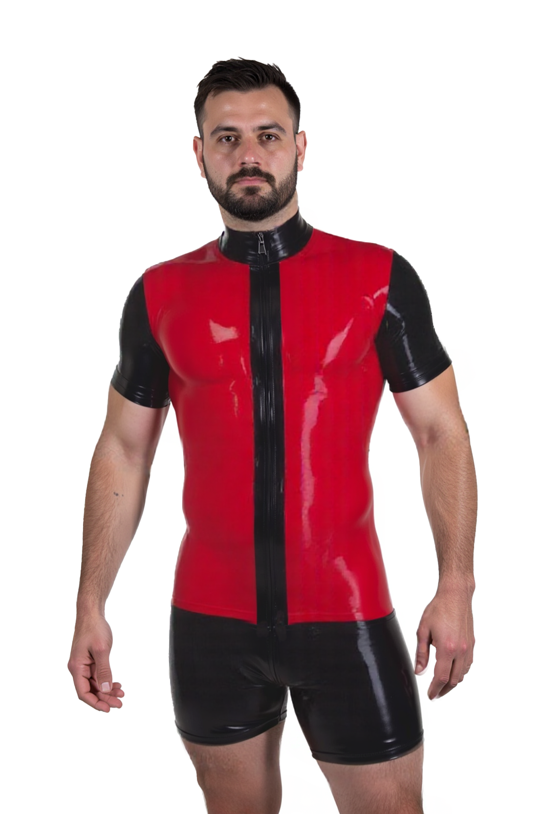Joylgbt Red & Black Zip-Up Bodysuit