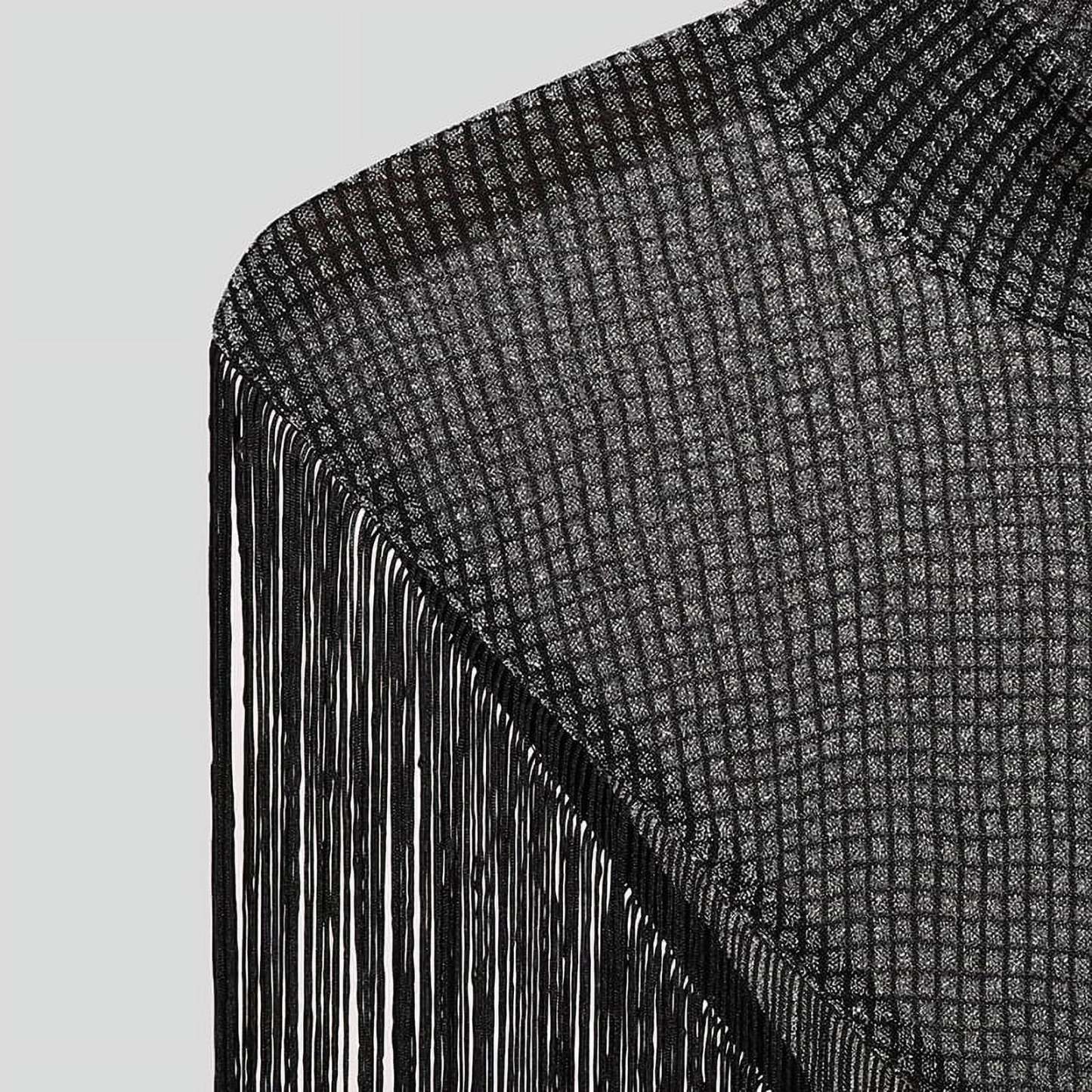 Men's Fringed Glitter Triangle Turtleneck Cape Cloak for Evening Club Party