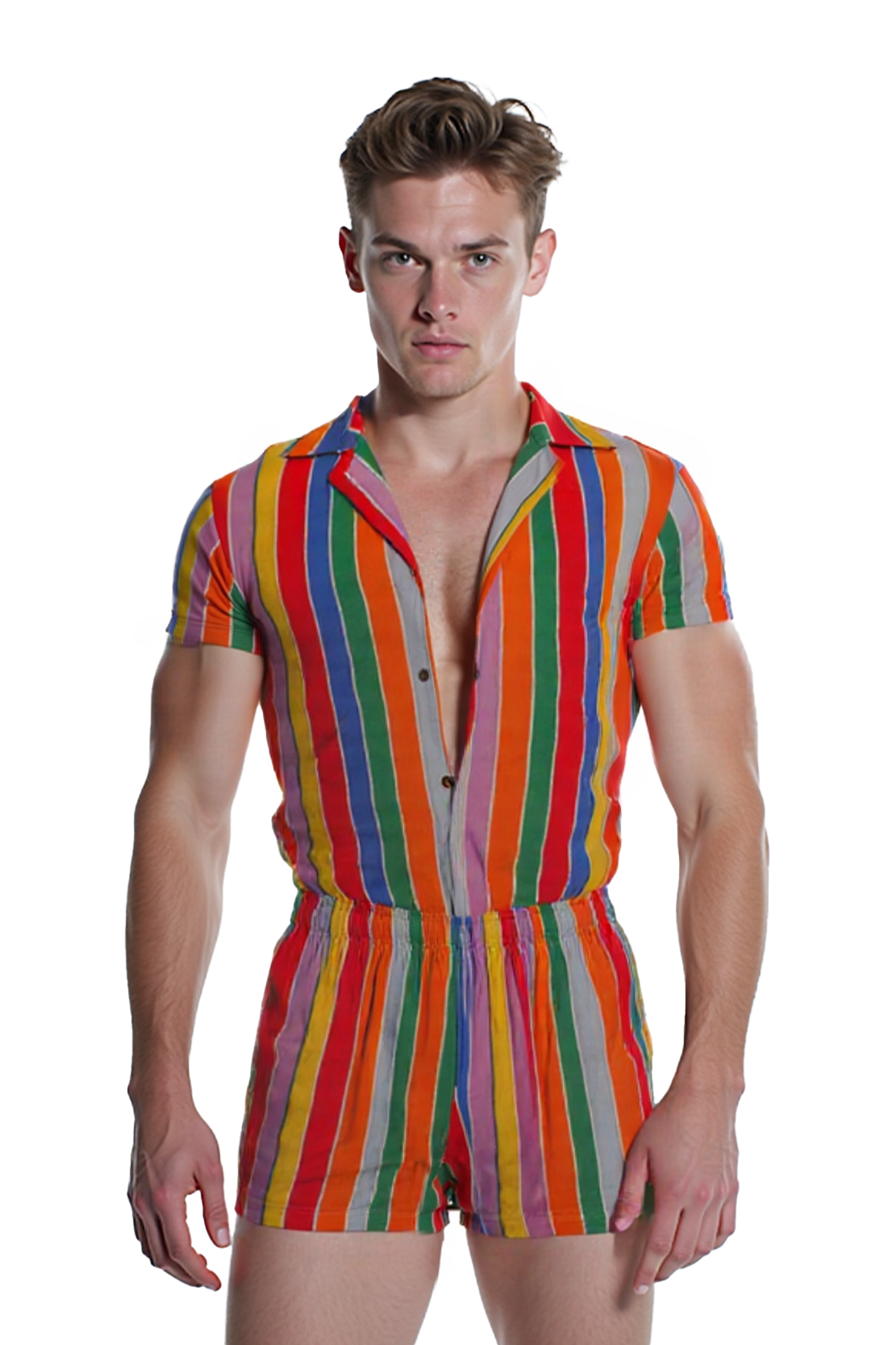 JoyLgbt Rainbow Striped Romper - Your Ultimate Vacation Vibe
