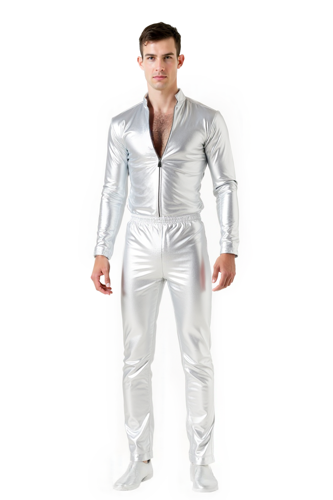 JoyLgbt Dazzling Silver Metallic Jumpsuit - Command the Spotlight