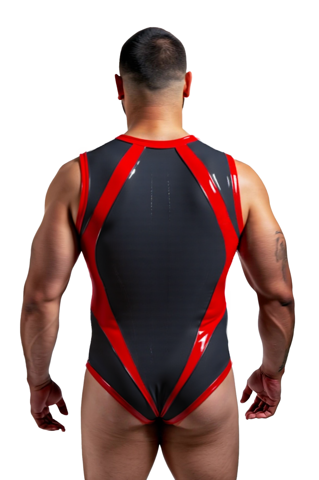 Joylgbt High-Shine One-Piece Suit – Athletic Style with Sleek Red Accents