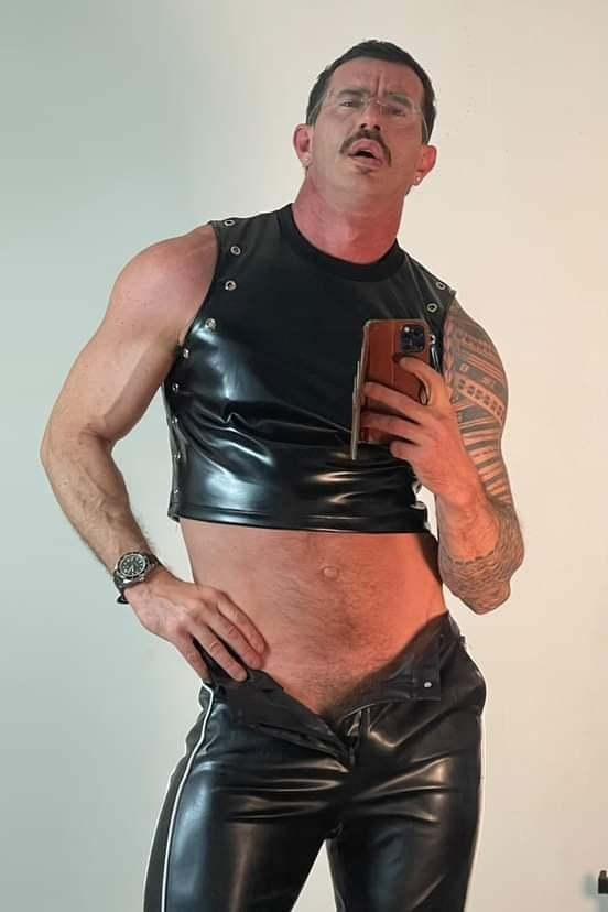 Pleather Flare Pants with Stacked Leg and Side Stripe
