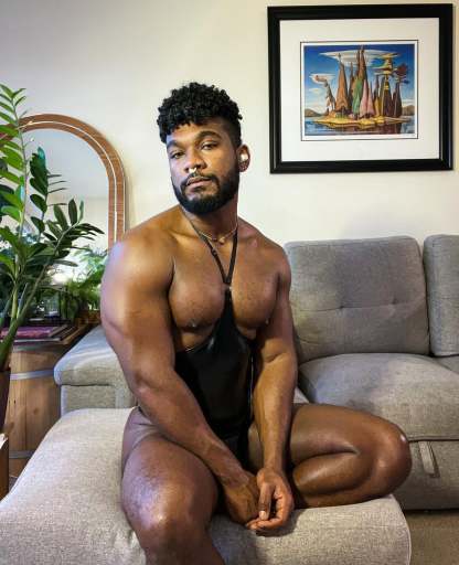 Black PU Leather PopArt Daddy Slinger Bodysuit