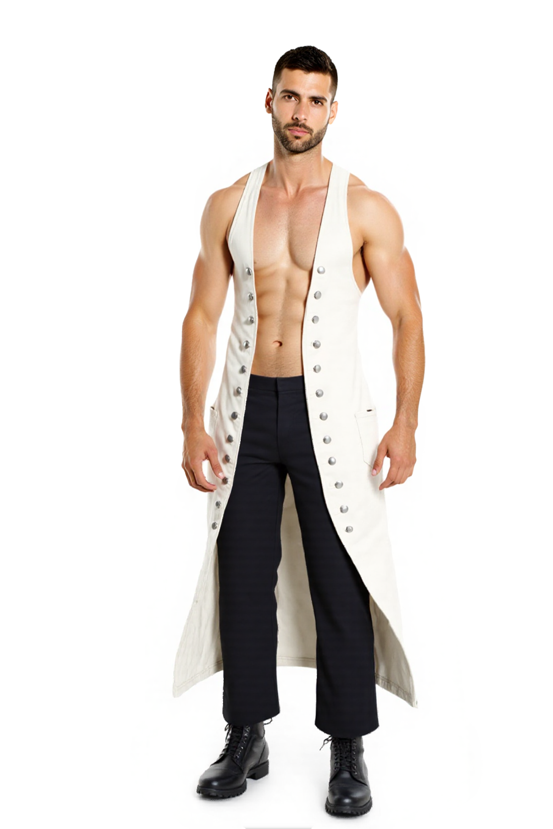 Joylgbt Button-Front Long Vest - Bold and Masculine Style