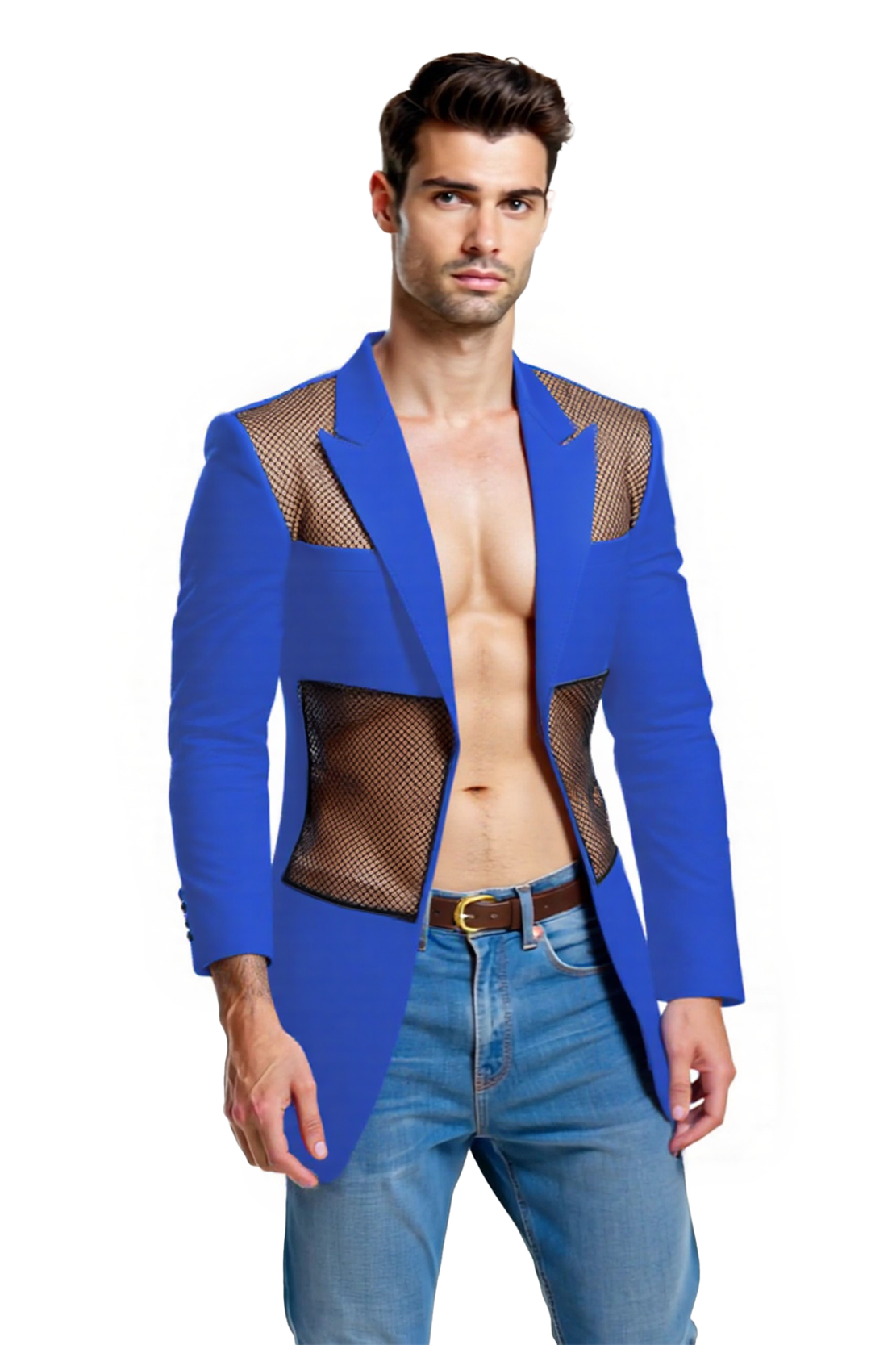 Joylgbt Men's Mesh-Panel Blazer in Vibrant Colors - Unconventional Chic