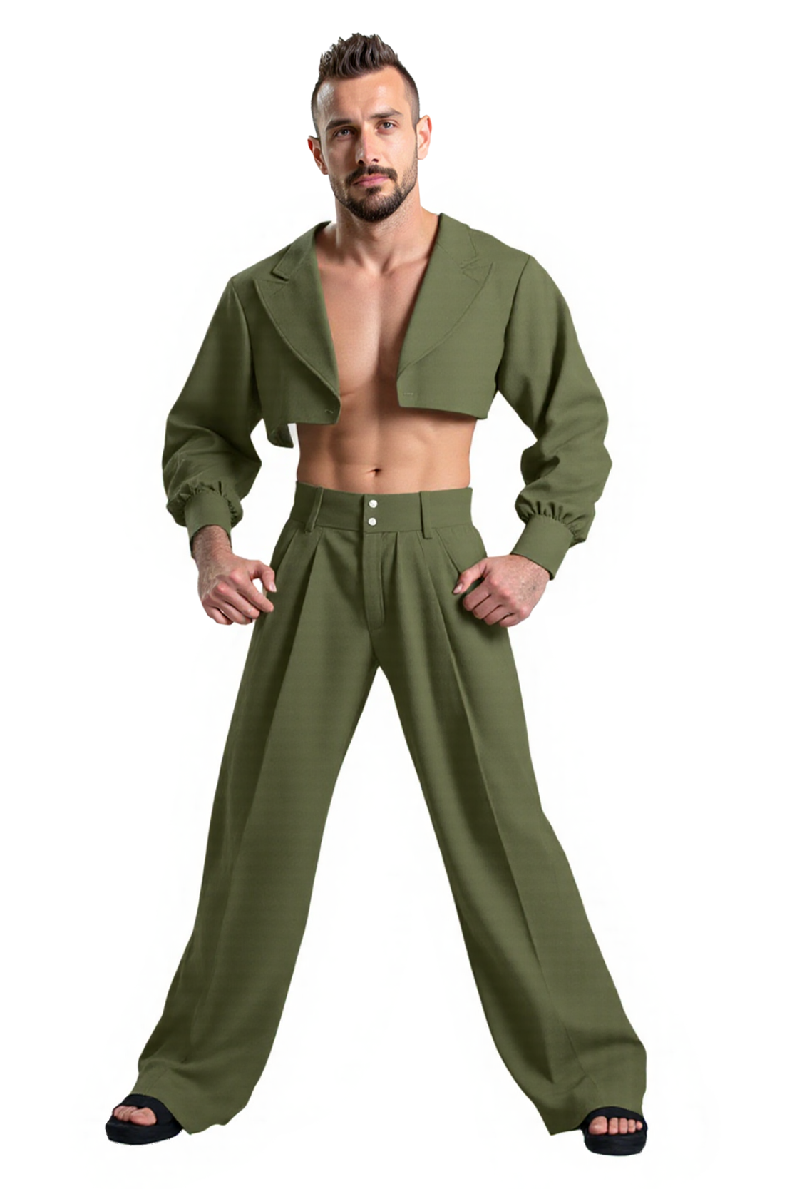  Joylgbt Cropped Blazer with Wide-Leg Trousers - Modern and Bold Look