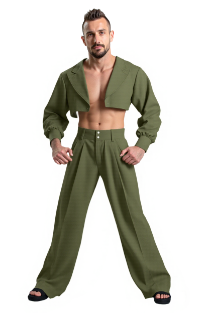  Joylgbt Cropped Blazer with Wide-Leg Trousers - Modern and Bold Look