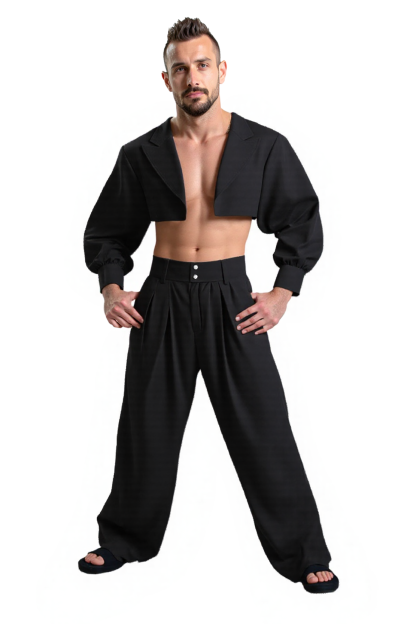  Joylgbt Cropped Blazer with Wide-Leg Trousers - Modern and Bold Look