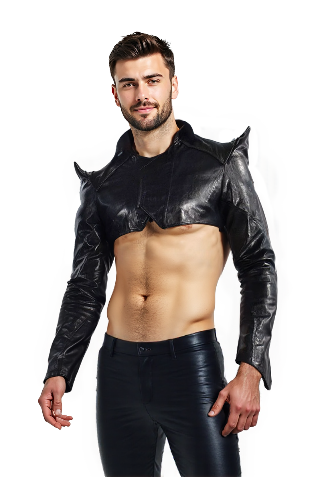 Stylish Faux Leather Cropped Jacket