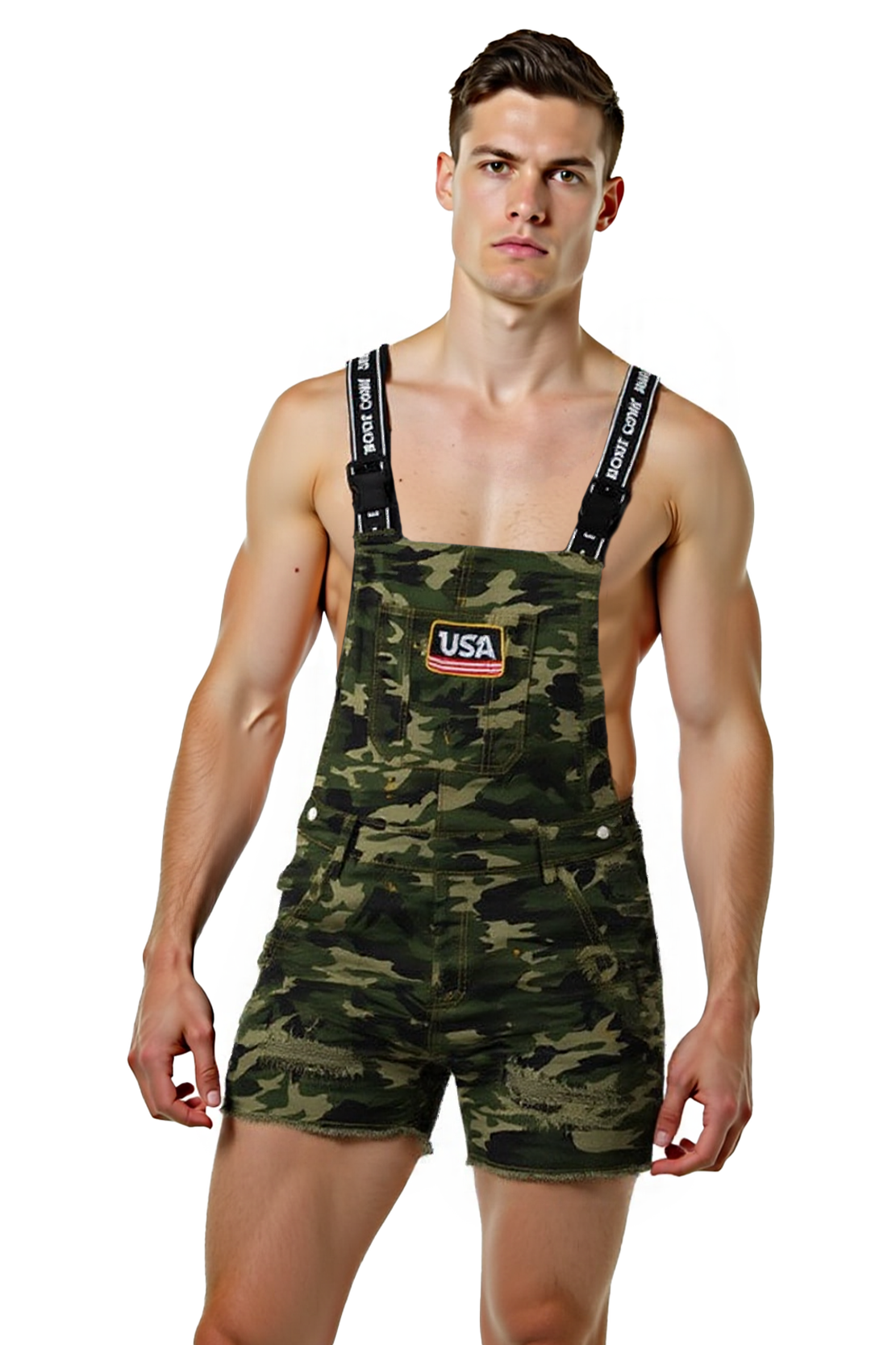 Joylgbt Men’s Camo Short Overalls