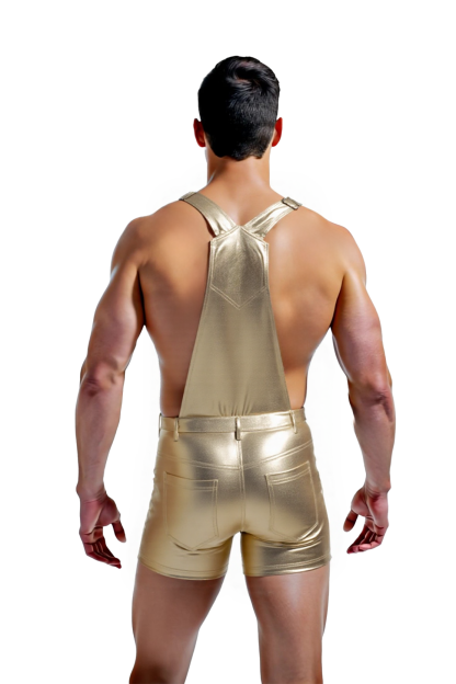 JoyLgbt‘s Dazzling Gold & Silver Metallic Overalls Romper - Stand Out in Radiance