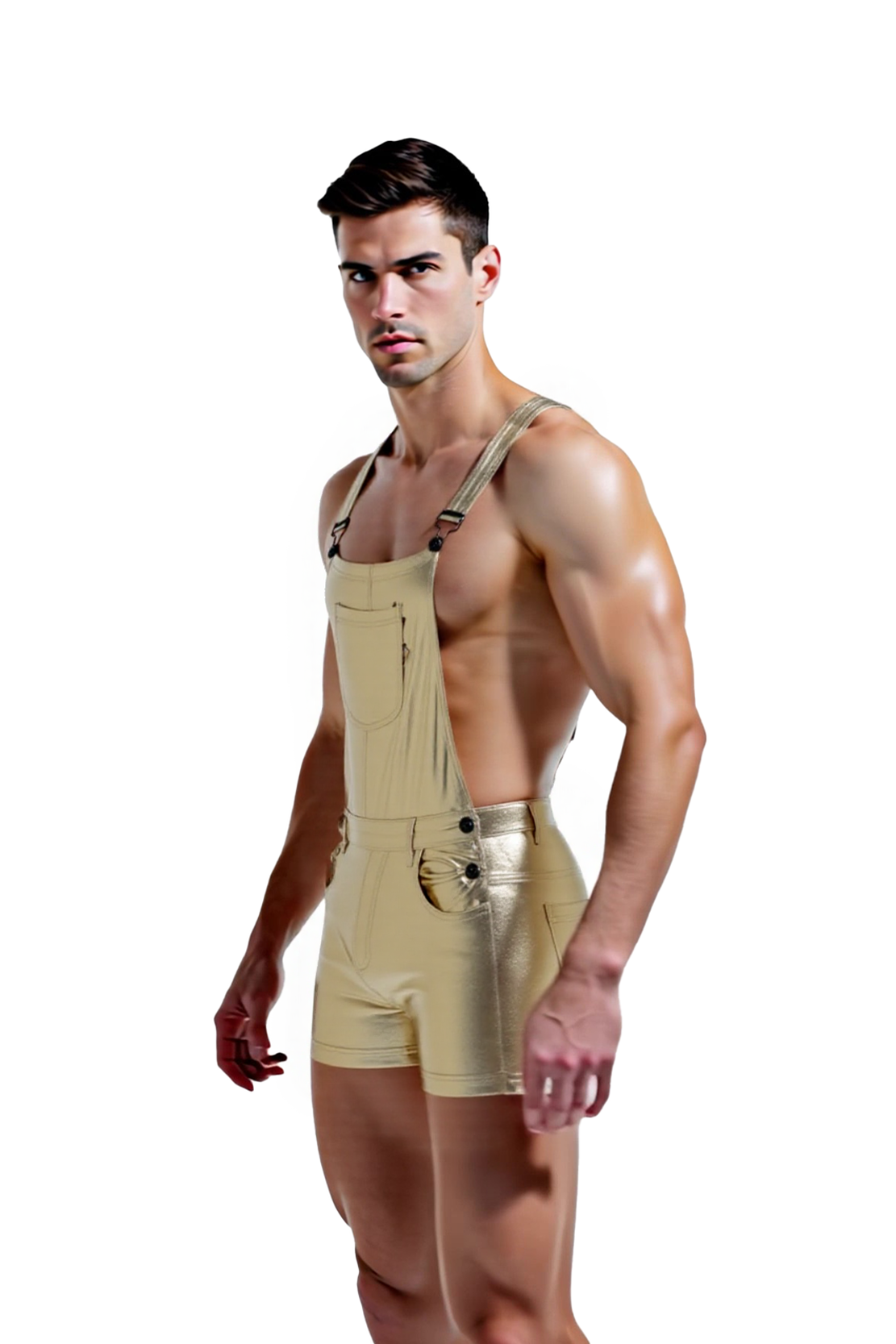 JoyLgbt‘s Dazzling Gold & Silver Metallic Overalls Romper - Stand Out in Radiance