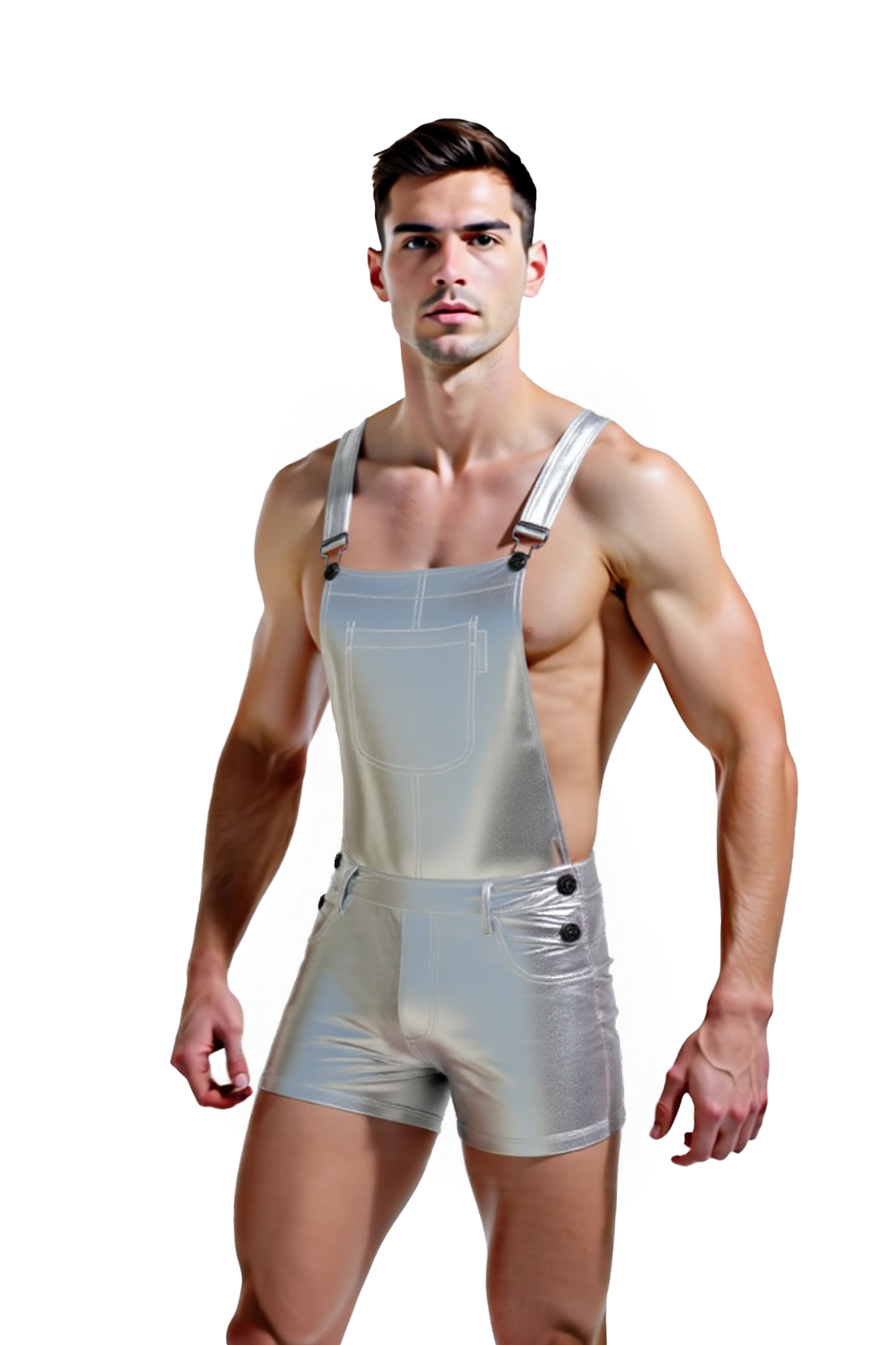 JoyLgbt‘s Dazzling Gold & Silver Metallic Overalls Romper - Stand Out in Radiance