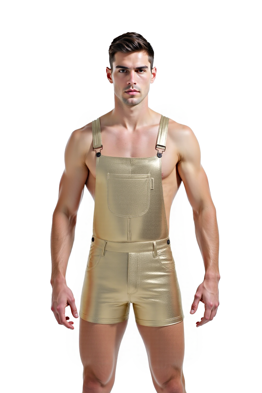 JoyLgbt‘s Dazzling Gold & Silver Metallic Overalls Romper - Stand Out in Radiance
