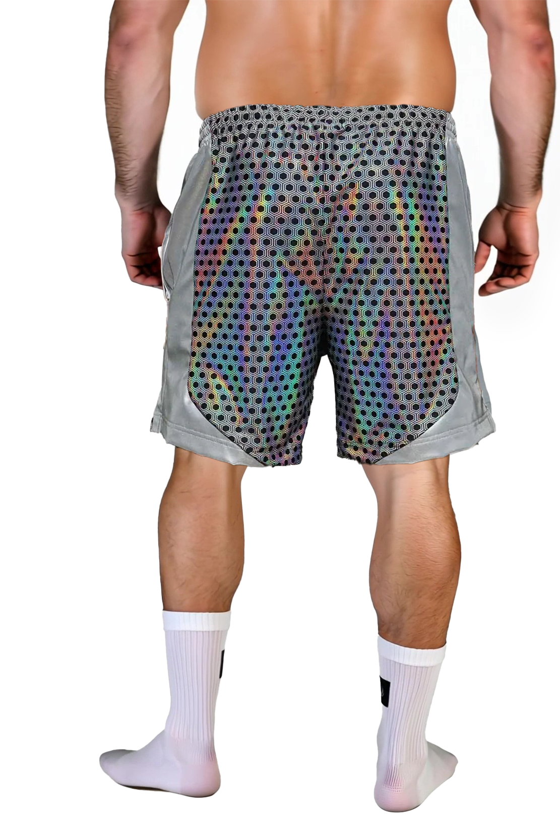 Joylgbt  Men’s Reflective Hexagon Print Shorts