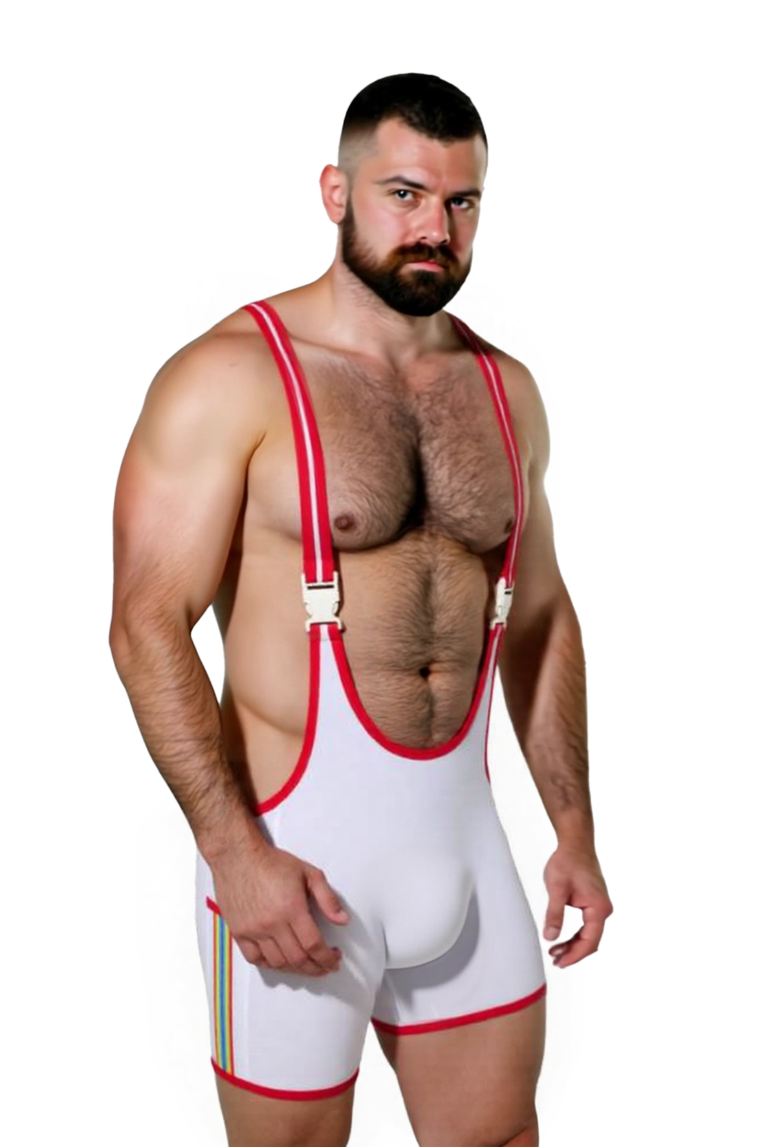 Joylgbt Retro Sport Bodysuit – Men's Stretch Wrestling-Style Overalls